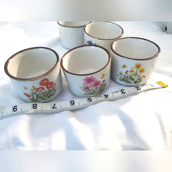 : Vintage Floral Teapot & warmer Set with 5 tea cups Stoneware Speckled - Picture 8 of 16